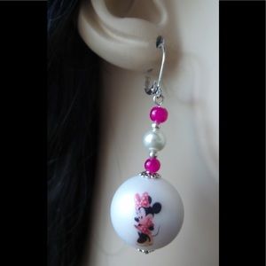 Mouse Printed Bead Lever Back Earrings (55)